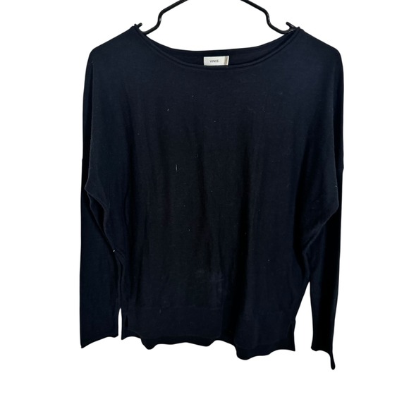 Vince Sweaters - Vince Black Long Sleeve Boat Neck Casual Pullover Top Womens Size Small